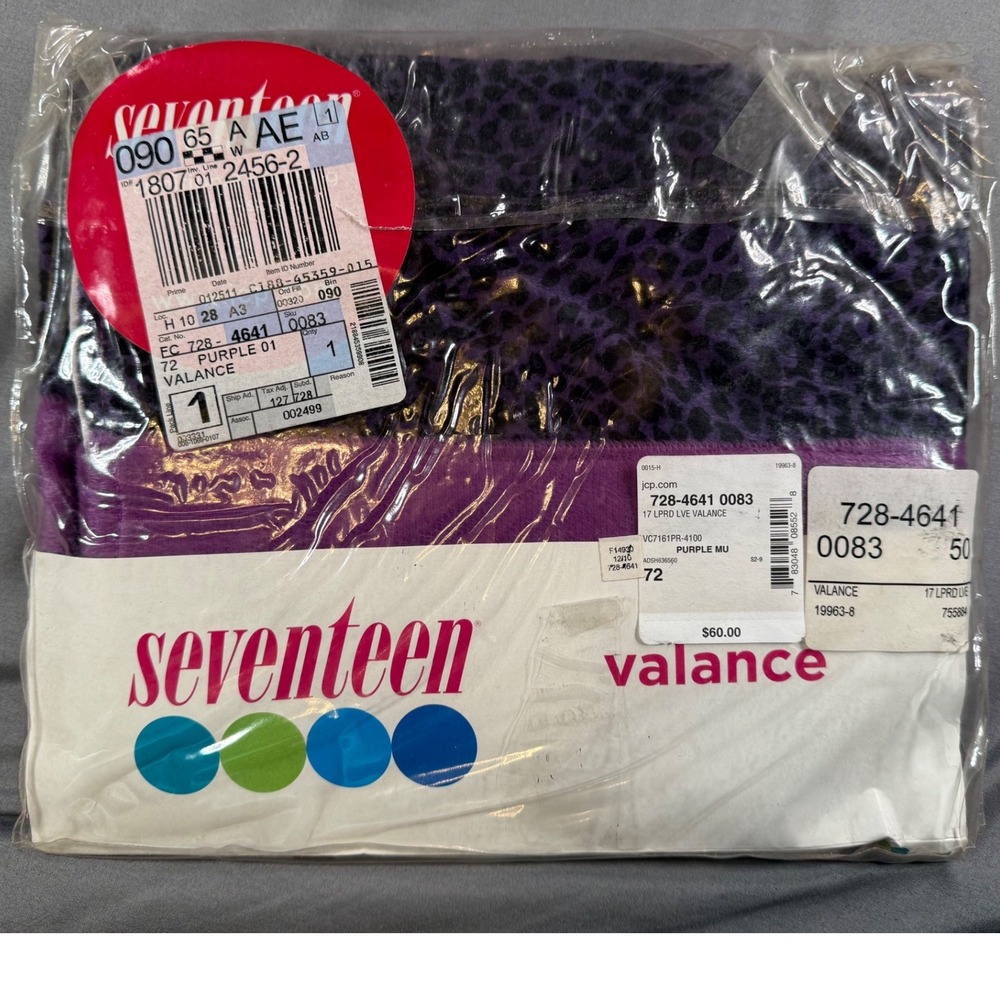 NIB Seventeen Leopard Love Valance Purple Black Animal Print 728-4641